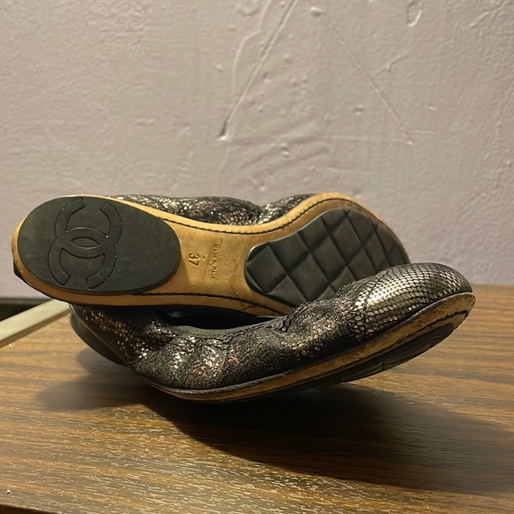 Chanel Metallic Sparkle Flats. Women’s Euro size 37 / Us 7 - Picture 5 of 6